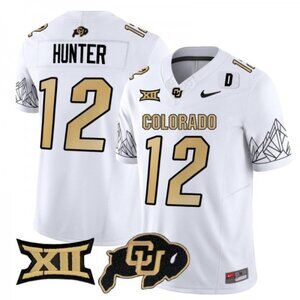 Mens Youths Kids 12 Travis Hunter Vapor White Stitched Jersey